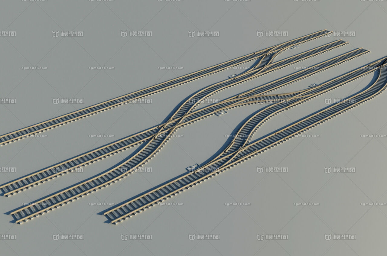 铁路 铁路轨道 _艾菲尔设计作品_场景场景部件_cg模型网