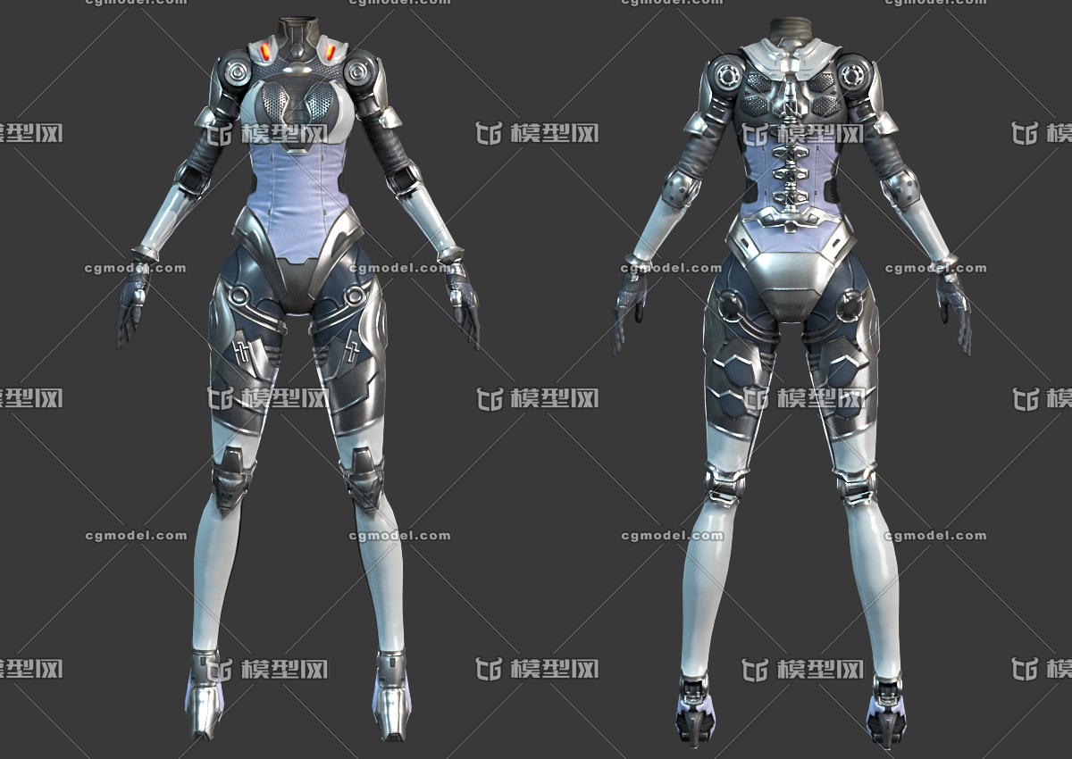 赛博朋克装甲 防御防具 次世代 半机甲套装 装备 科幻女装衣服 未来