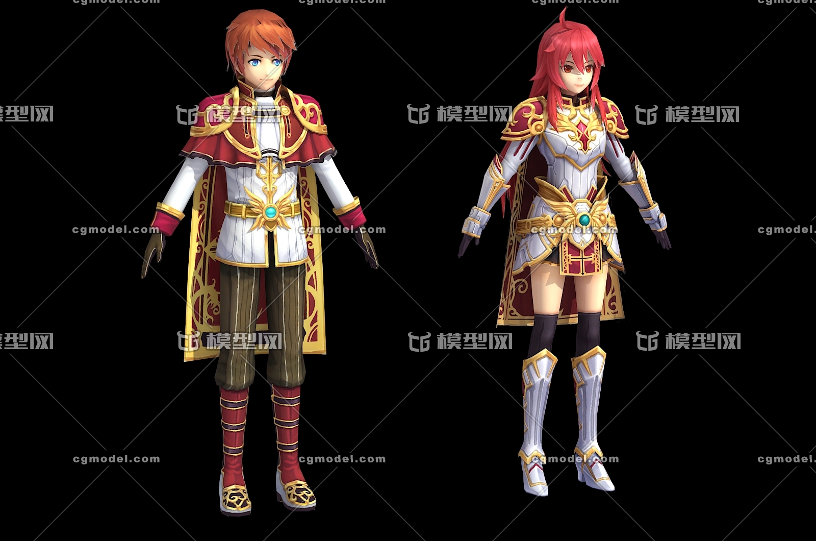 卡通q版男女骑士 剑士 少年少女 王子公_小雪梅梅作品_人物男人_cg