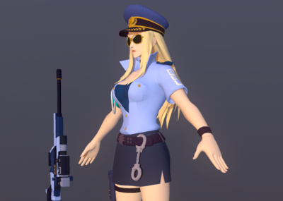 手绘 q版 卡通 二次元 警服少女 狙击女警察 墨镜 女警 手铐 美女警察