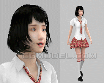 写实 美女 少女 学生装 校服 服务员 招待 中国 裙子
