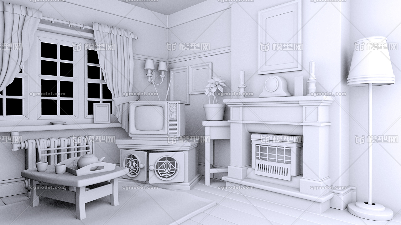 maya室内模型 带参考图 maya卡通_董玉方作品_场景_cg
