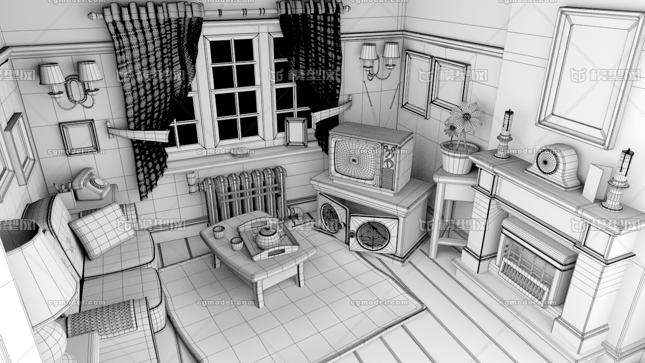maya室内模型 带参考图 maya卡通_董玉方作品_场景_cg