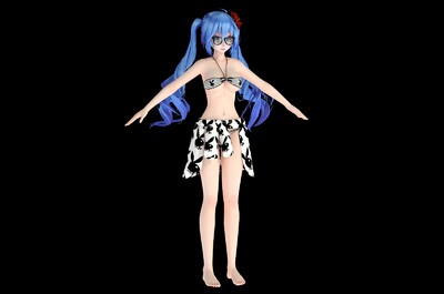 卡通q版美少女 比基尼 夏季泳装 初音 萝莉 少女 女生 女孩内衣秀
