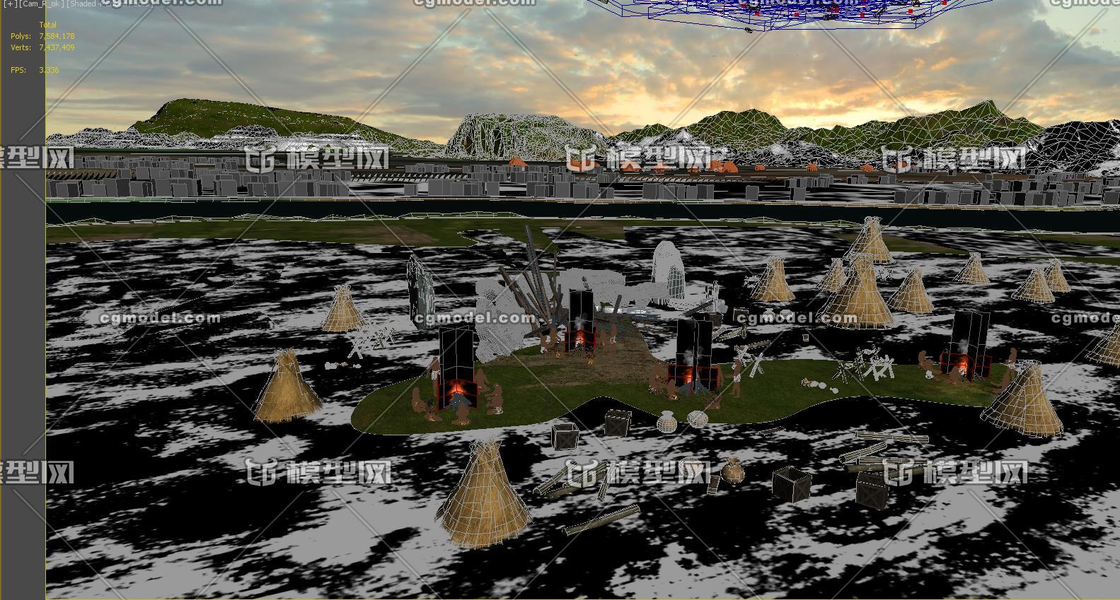 远古世界 原始人部落 野人 大象 飞鸟 原始人狩