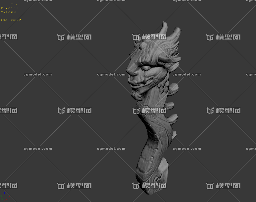 次时代木头雕塑,木头图腾,龙头柱子,图腾柱内含obj文件