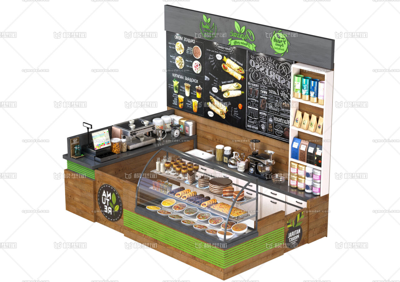 咖啡店模型 咖啡店柜台模型 咖啡店前台模型 果汁奶茶店模型