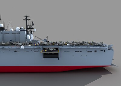 两栖登陆舰3dmax模型两栖攻击舰3d模型登陆艇气垫船obj登陆船fbx舰载