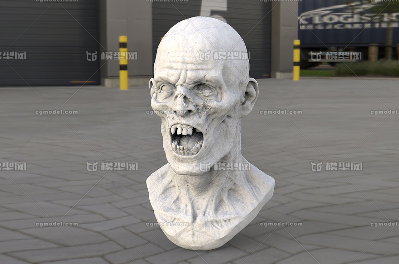 ***丧尸僵尸雕刻头像3d zb高模模型__十三先生作品