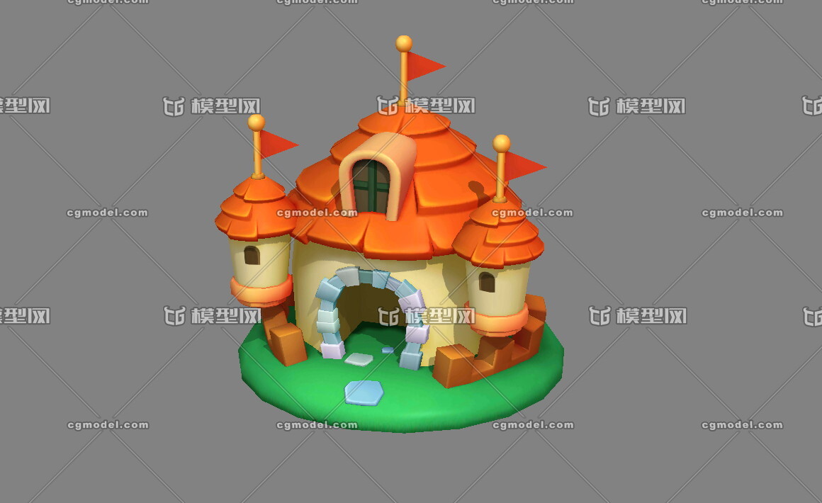 卡通城堡 儿童玩具 塑料玩具 q版小房子