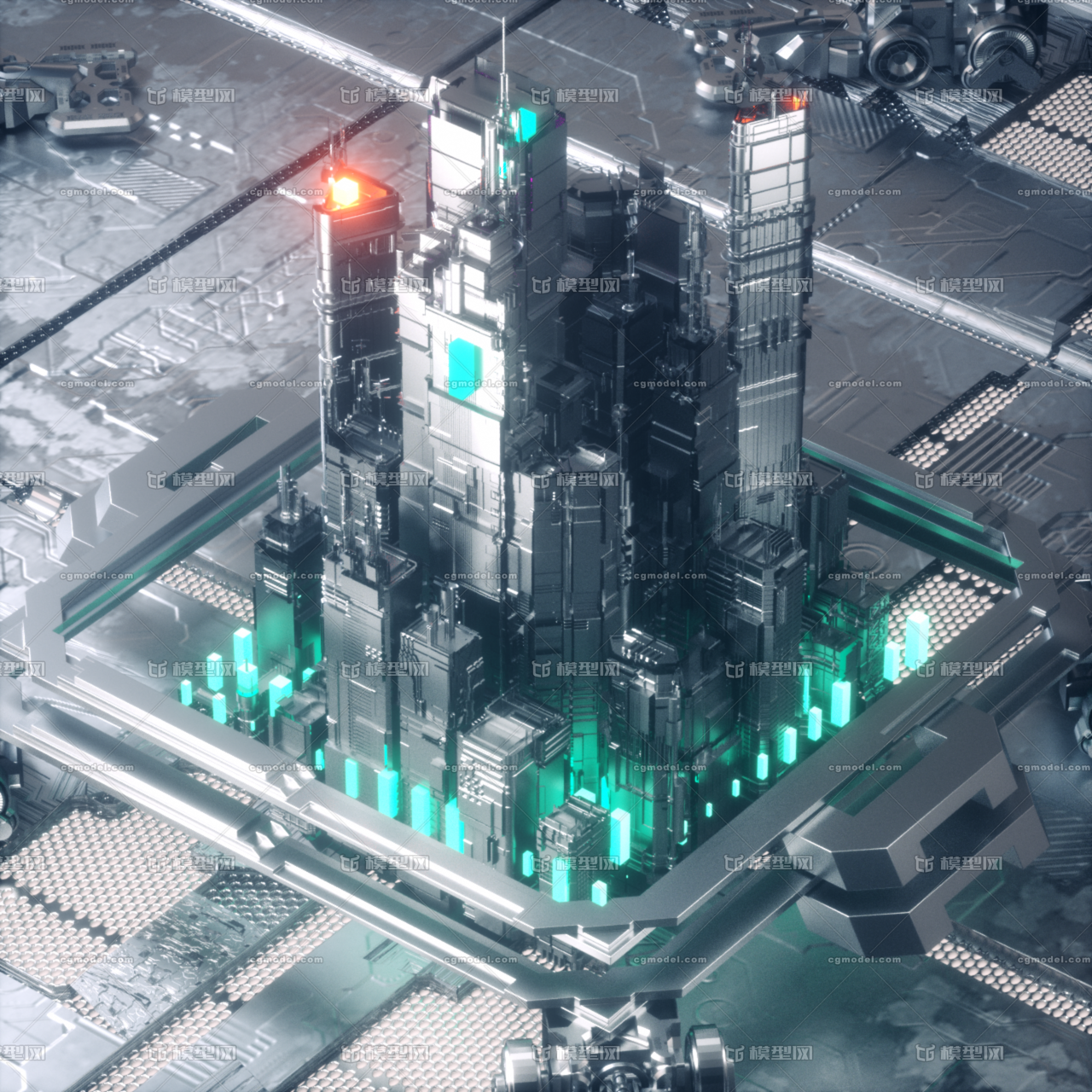 c4d概念质感科幻建筑场景