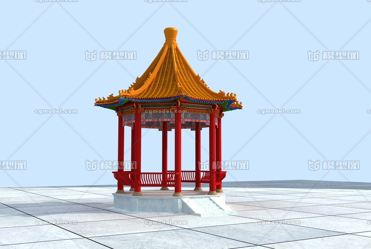 古建亭子 八角亭子 明清建筑亭子_404507879作品_建筑历史建筑_cg模型