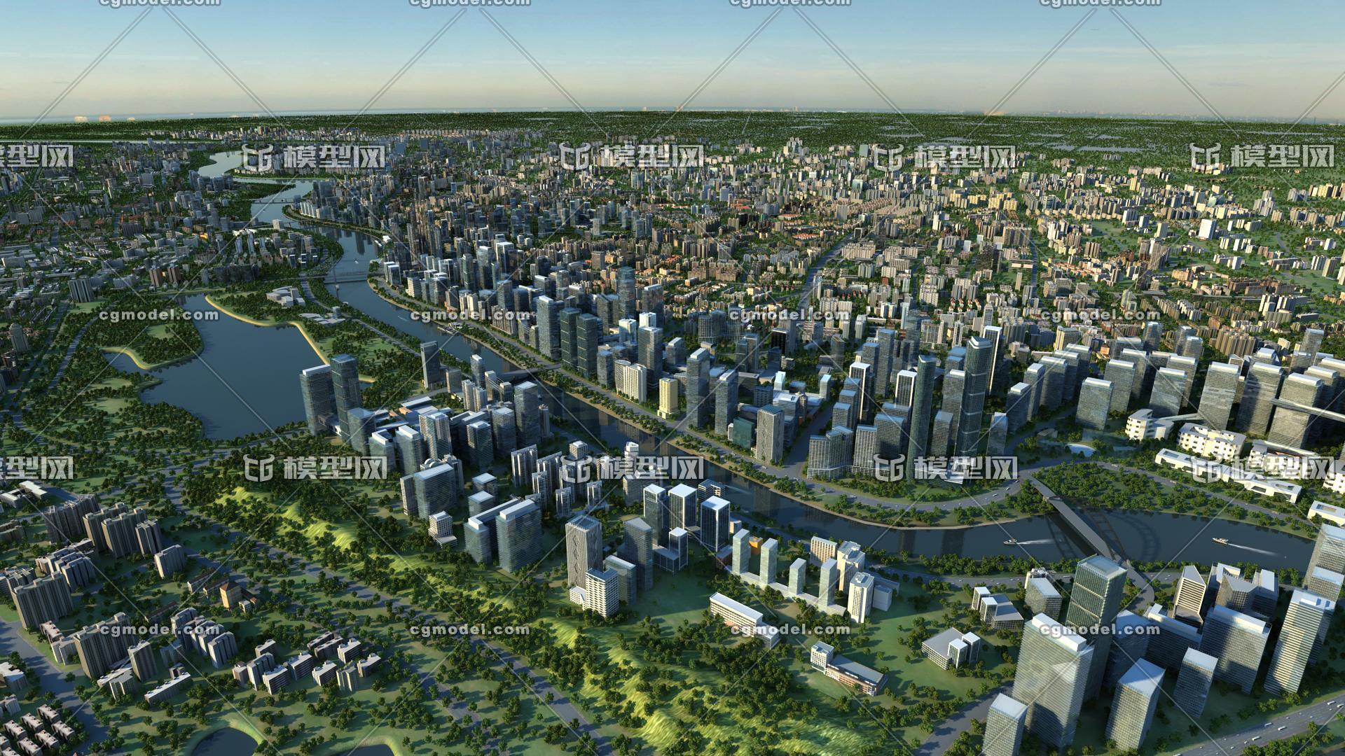 最新武汉城市规划地形大鸟瞰地块 汉口滨江两岸商务区