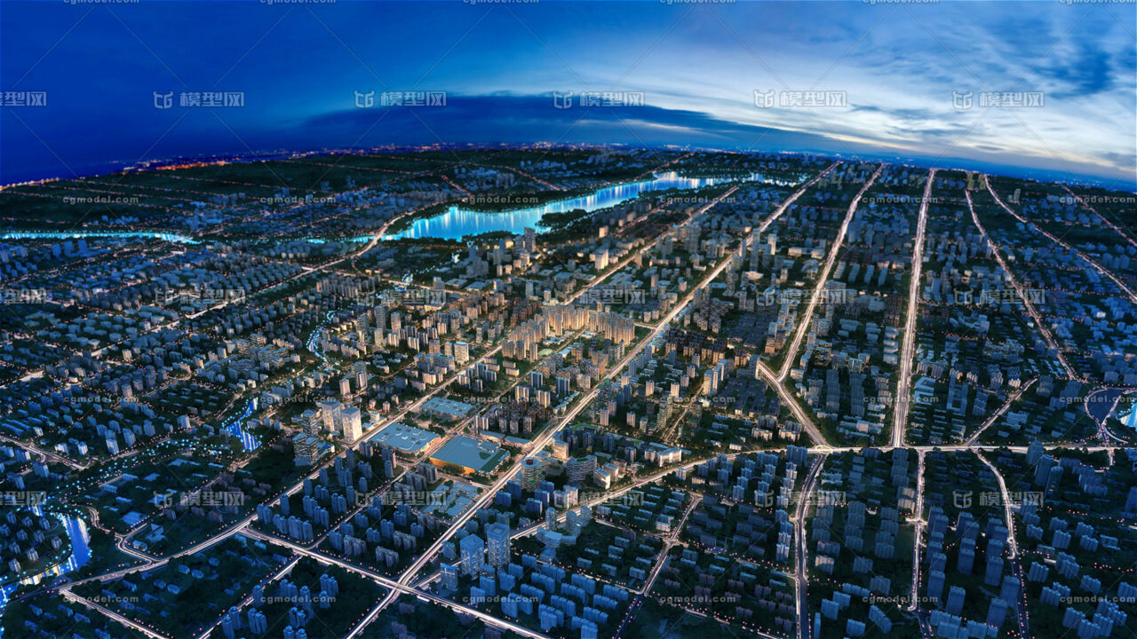 城市规划夜景大鸟瞰地产楼盘俯视漫游路网配楼车流换楼套项目