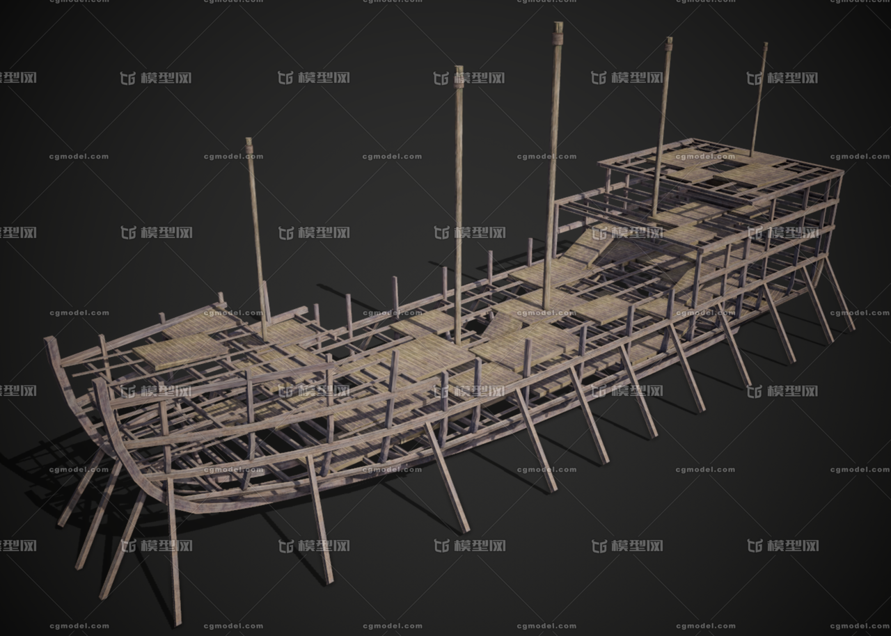 次世代 古代 战船龙骨 船架 keel 艏柱 船尾柱
