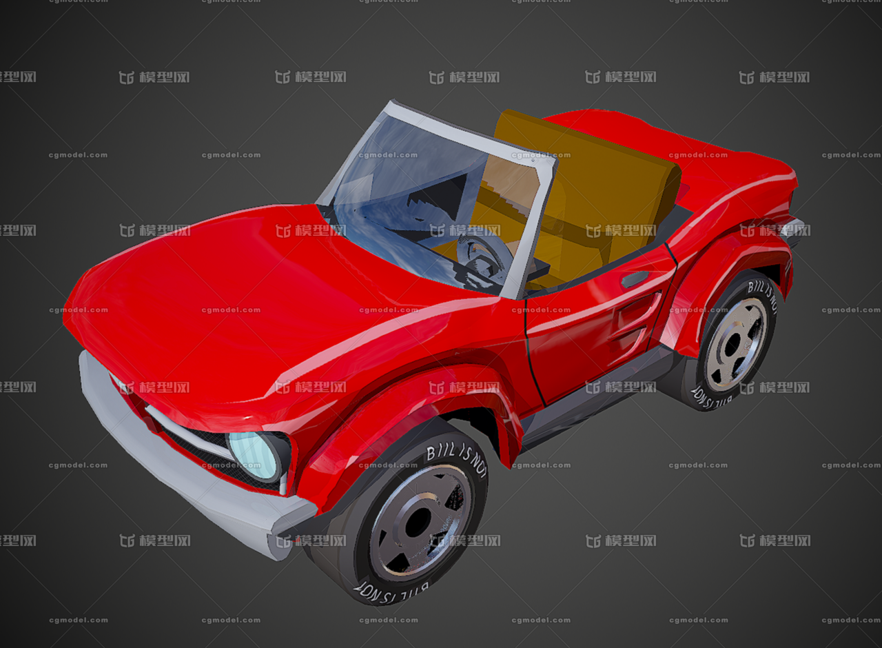 多边形 卡通 q版 可爱 跑车 敞篷车 汽车 轿车 超跑