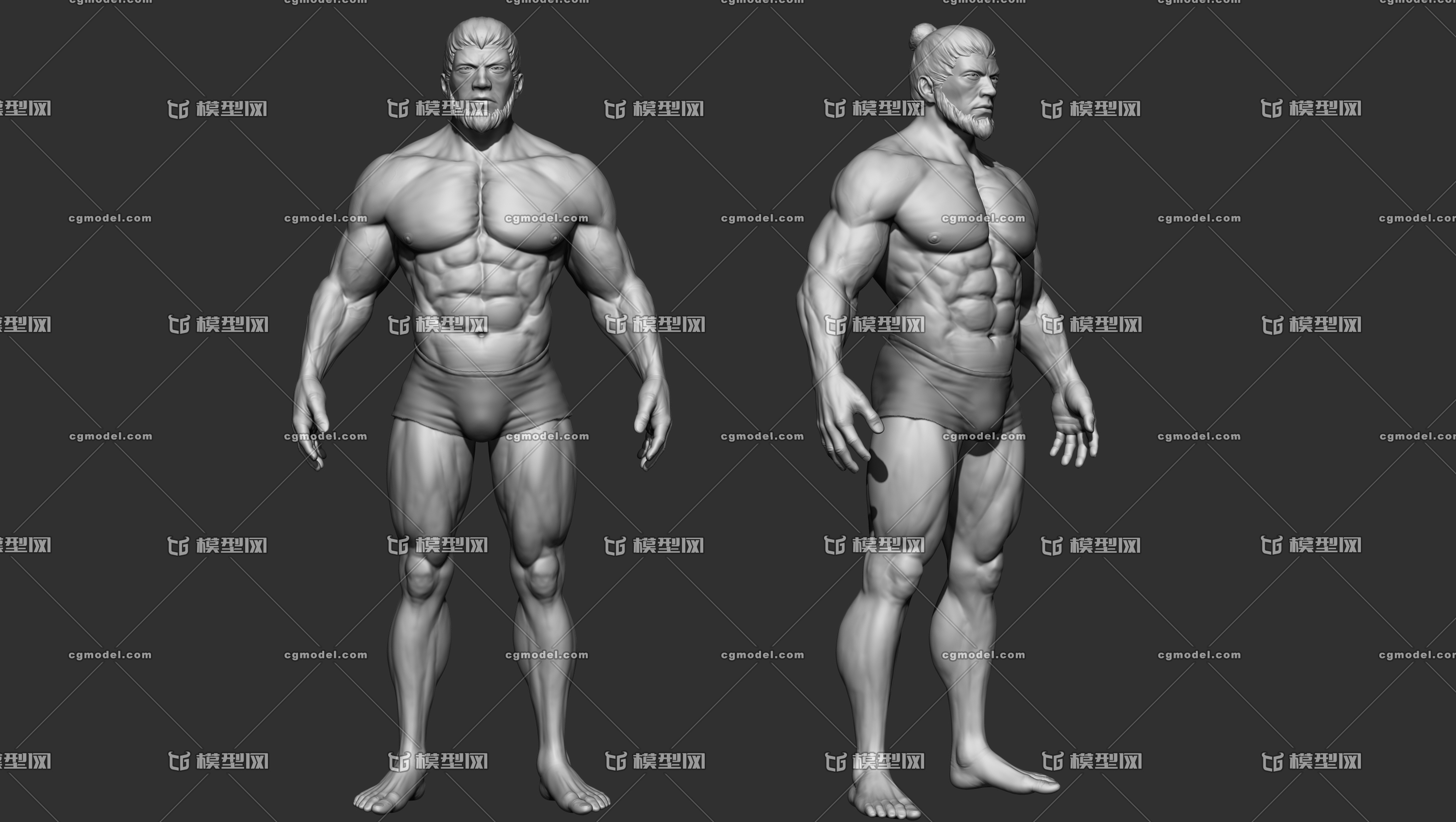 【zb人体高模】基础男人体 zbrush肌肉人体man 内裤 裸模