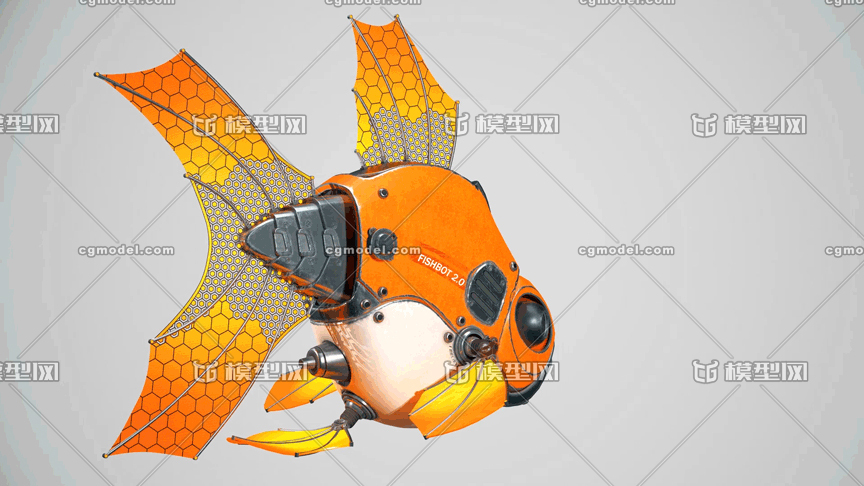 次世代写实卡通机械鱼模型_gounian作品_动物机器动物_cg模型网