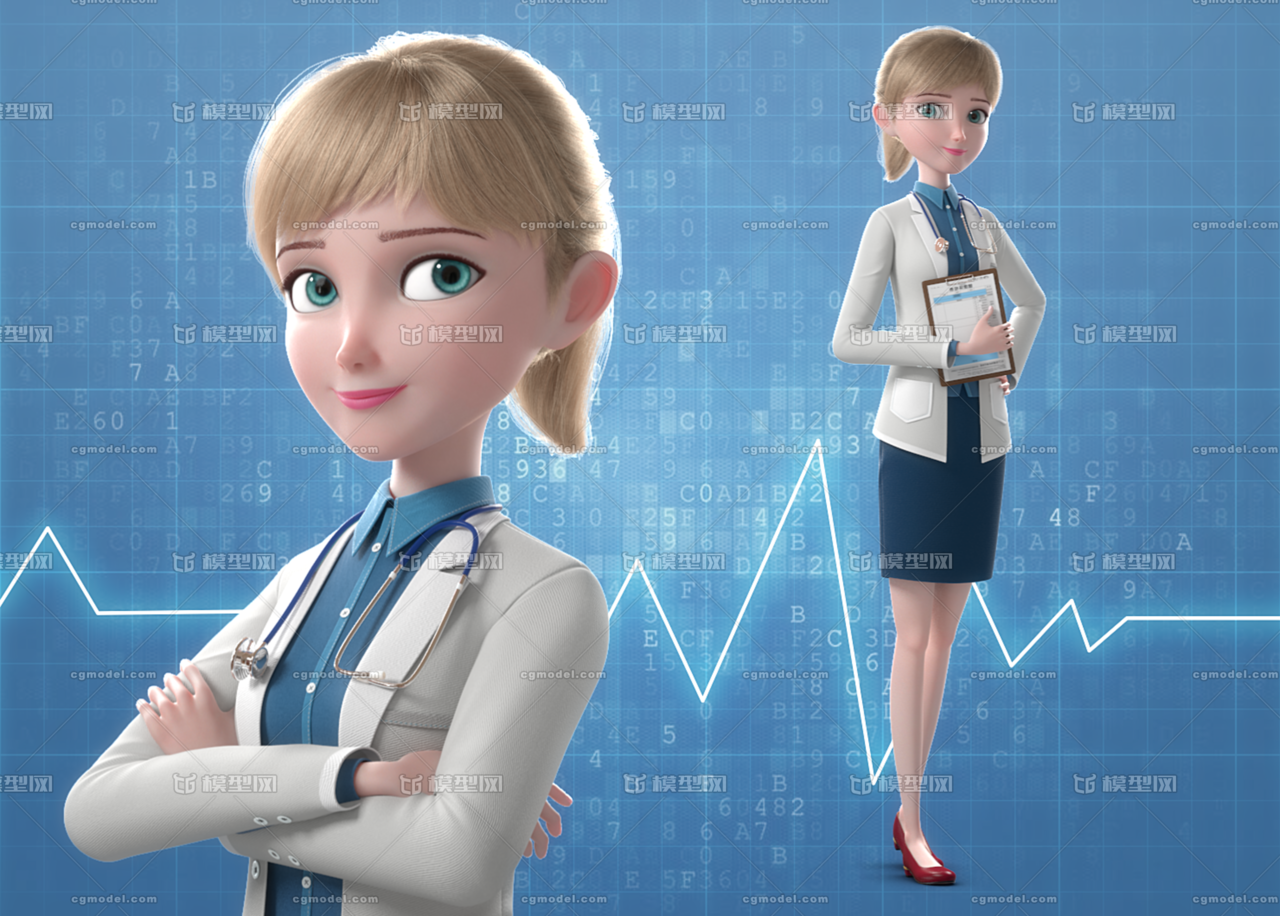 卡通医生护士【带绑定】-女人-人物-3dcartoon-cg模型