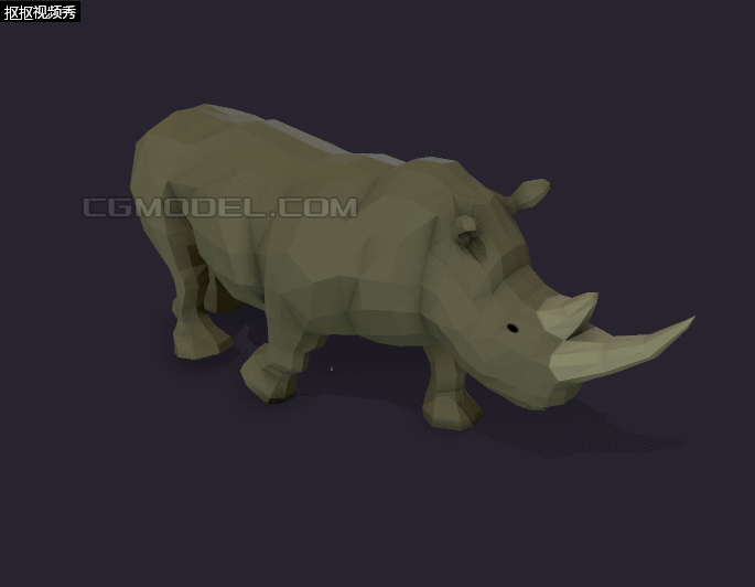 low poly 风格 卡通 犀牛 游戏模型