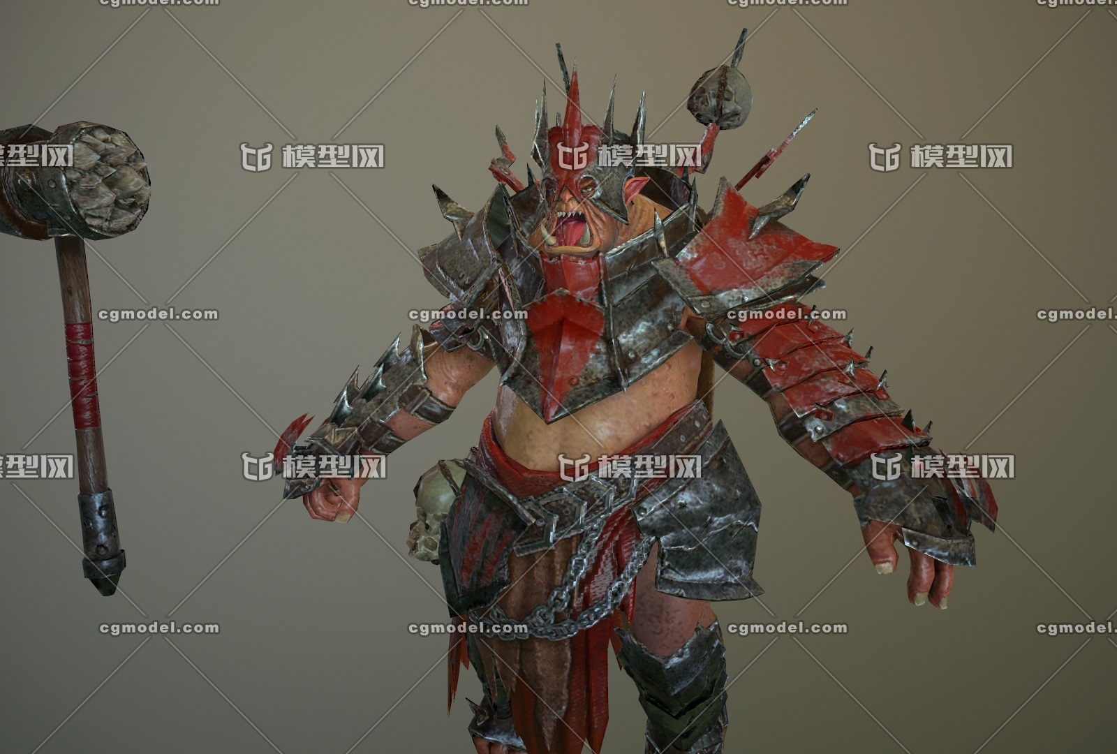 pbr 盔甲巨魔 orc 带18个 动画_marian作品_人物异形