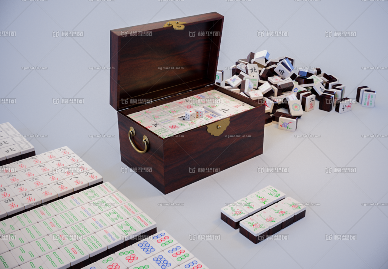 木纹骨牌麻将_模型聚合作品_生活用具体育用品_cg模型网