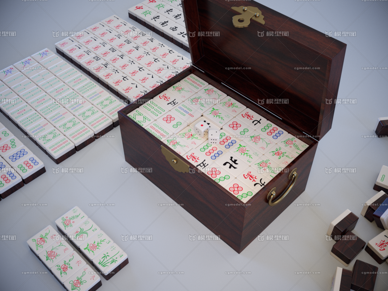 木纹骨牌麻将_模型聚合作品_生活用具体育用品_cg模型网