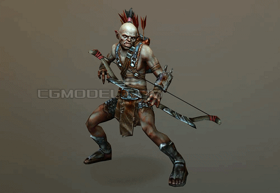 手绘 半兽人弓箭手 带动画 魔戒妖精 妖怪 orc