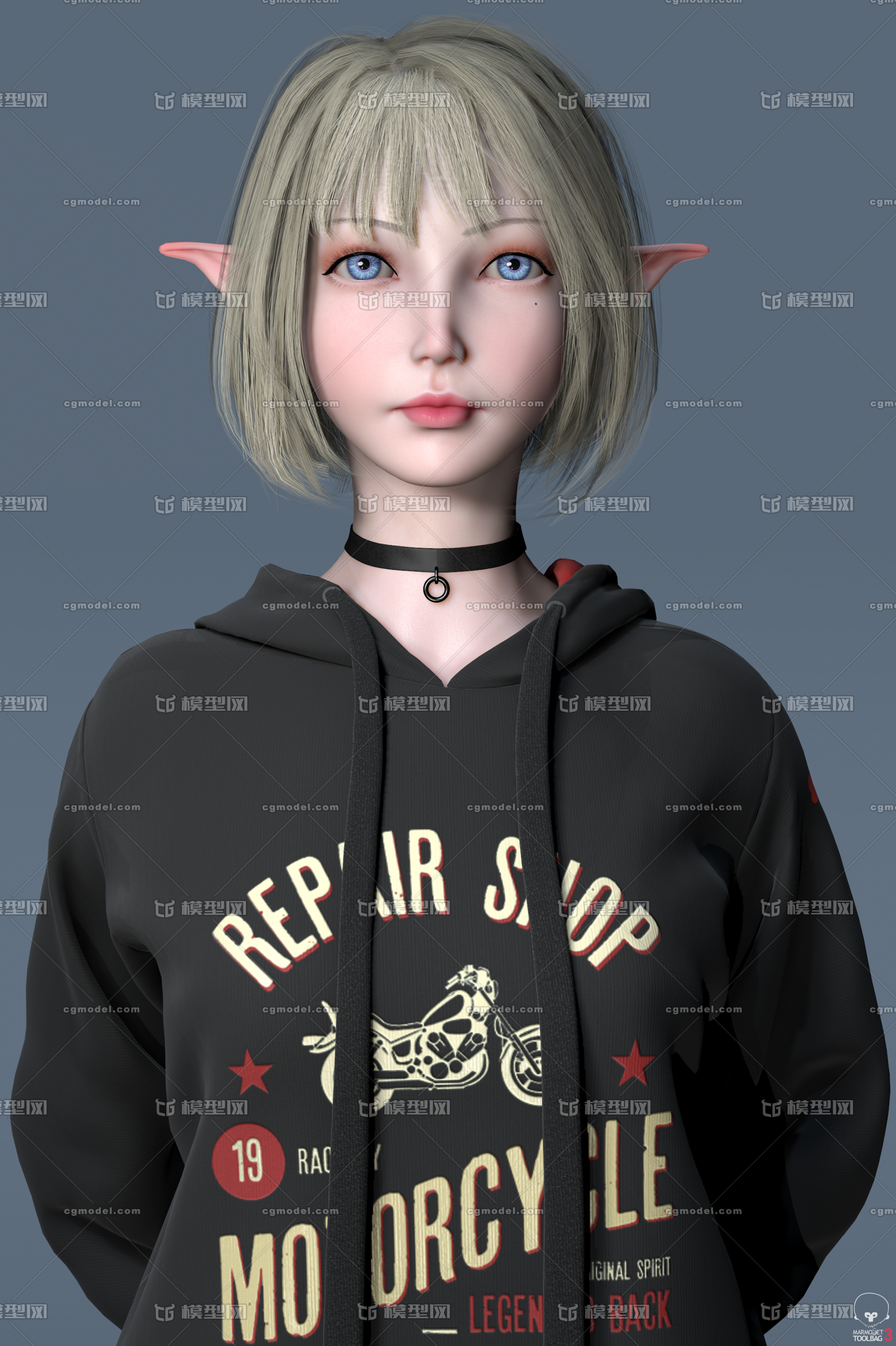 原创精灵女孩模型_李问天作品_人物女人_cg模型网