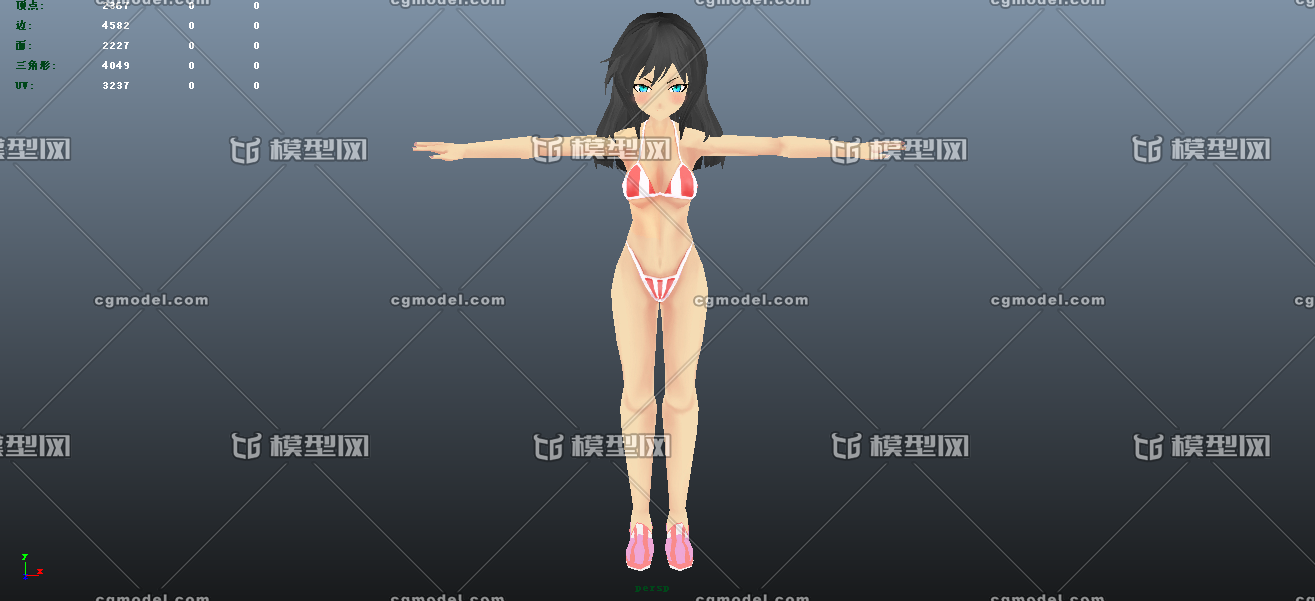 卡通q版泳装美少女 手绘 二次元 动漫 日韩风 萝莉 小姐姐 女士 女孩