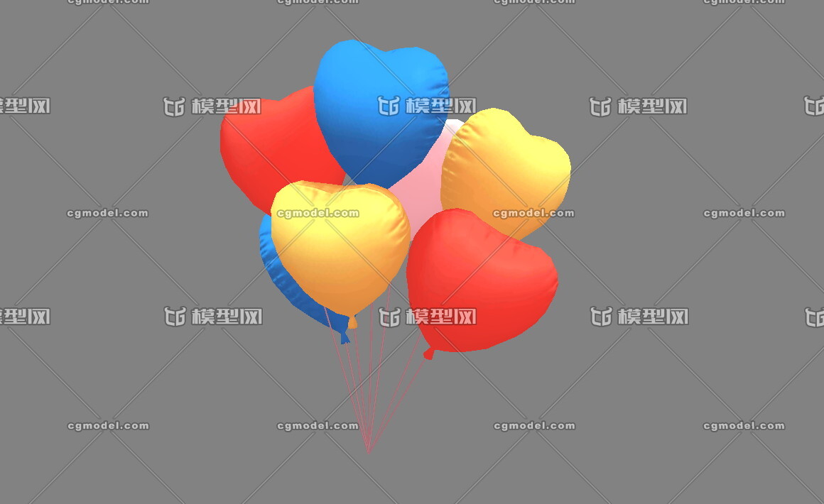 节日装饰气球 爱心气球 彩色气球 一串气球 有法线