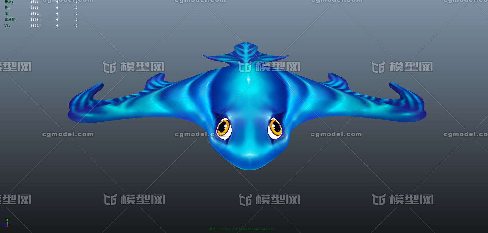 副虹带动画鱼 魔鬼鱼鱼 卡通鱼 手机游戏鱼模型 unity3d鱼模型 街机