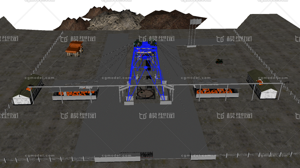 矿山竖井包括井下吊篮_峥嵘岁月作品_场景现代场景_cg模型网
