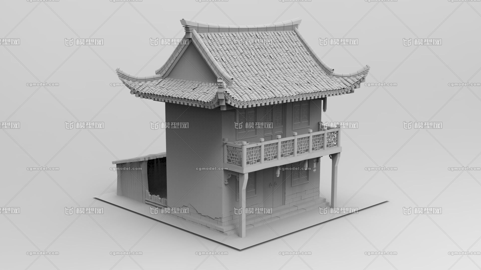 中国风古建筑房子c (影视高模)