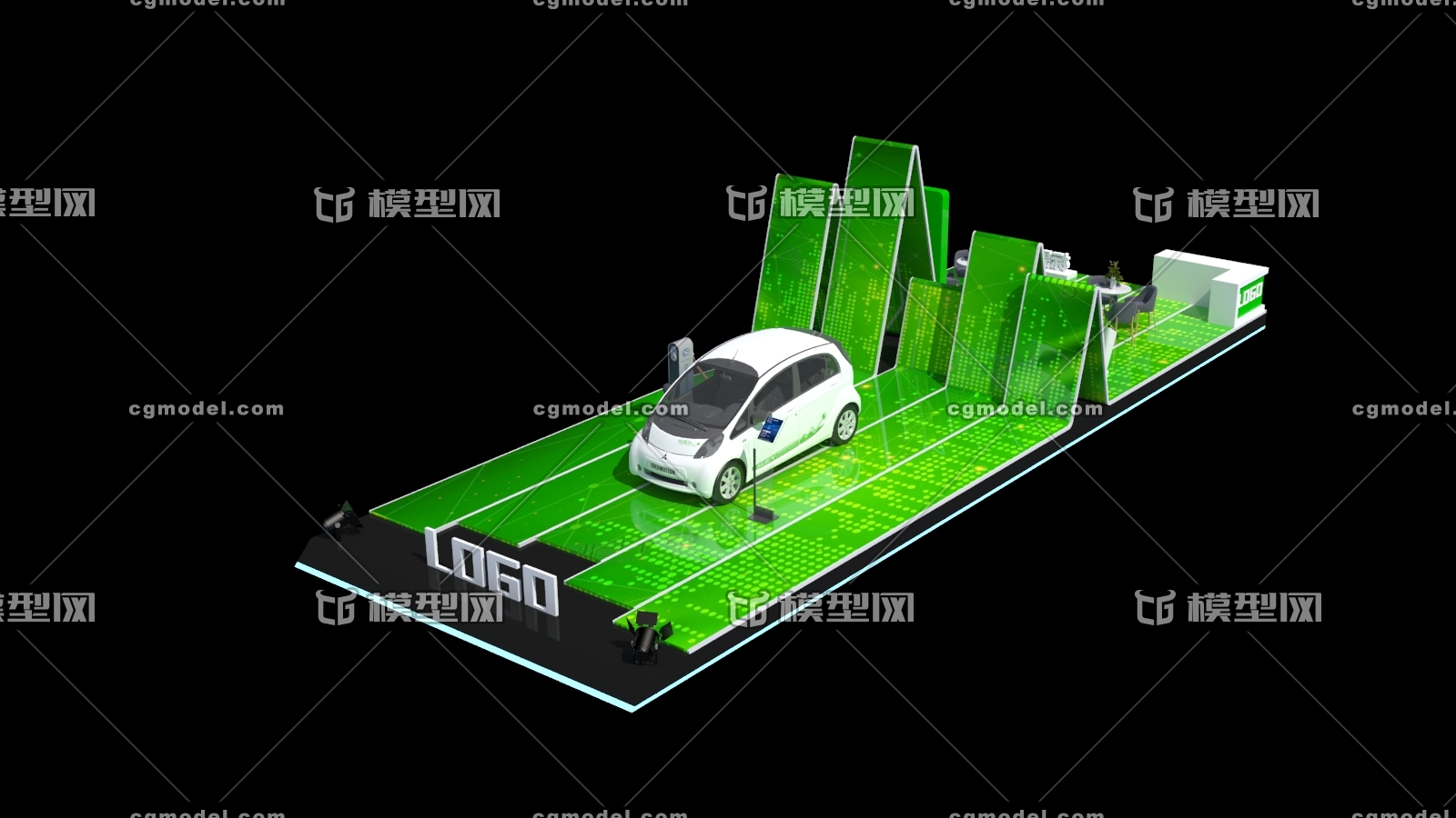 绿色新能源汽车静展,展位,展厅,汽车位,_guxun520作品_美陈橱窗/展示
