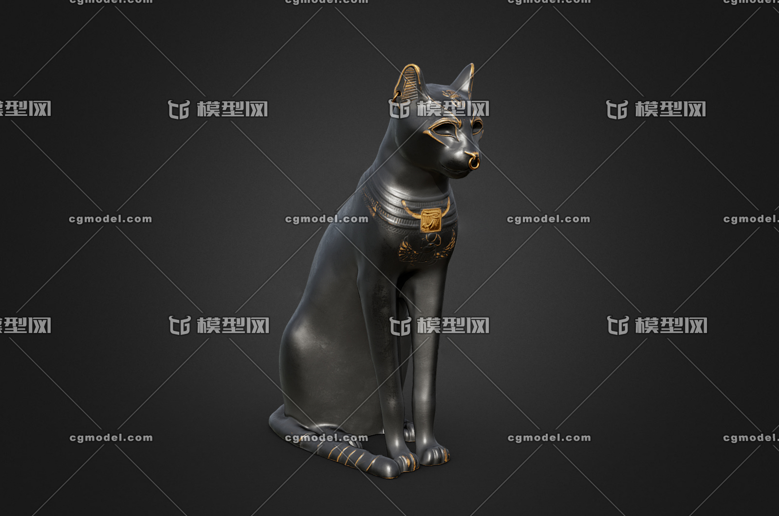 103 pbr次世代 埃及猫雕像 埃及 神话 神像 猫 黑猫 猫神 贝斯特 摆件