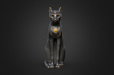 103 pbr次世代 埃及猫雕像 埃及 神话 神像 猫 黑猫 猫神 贝斯特 摆件