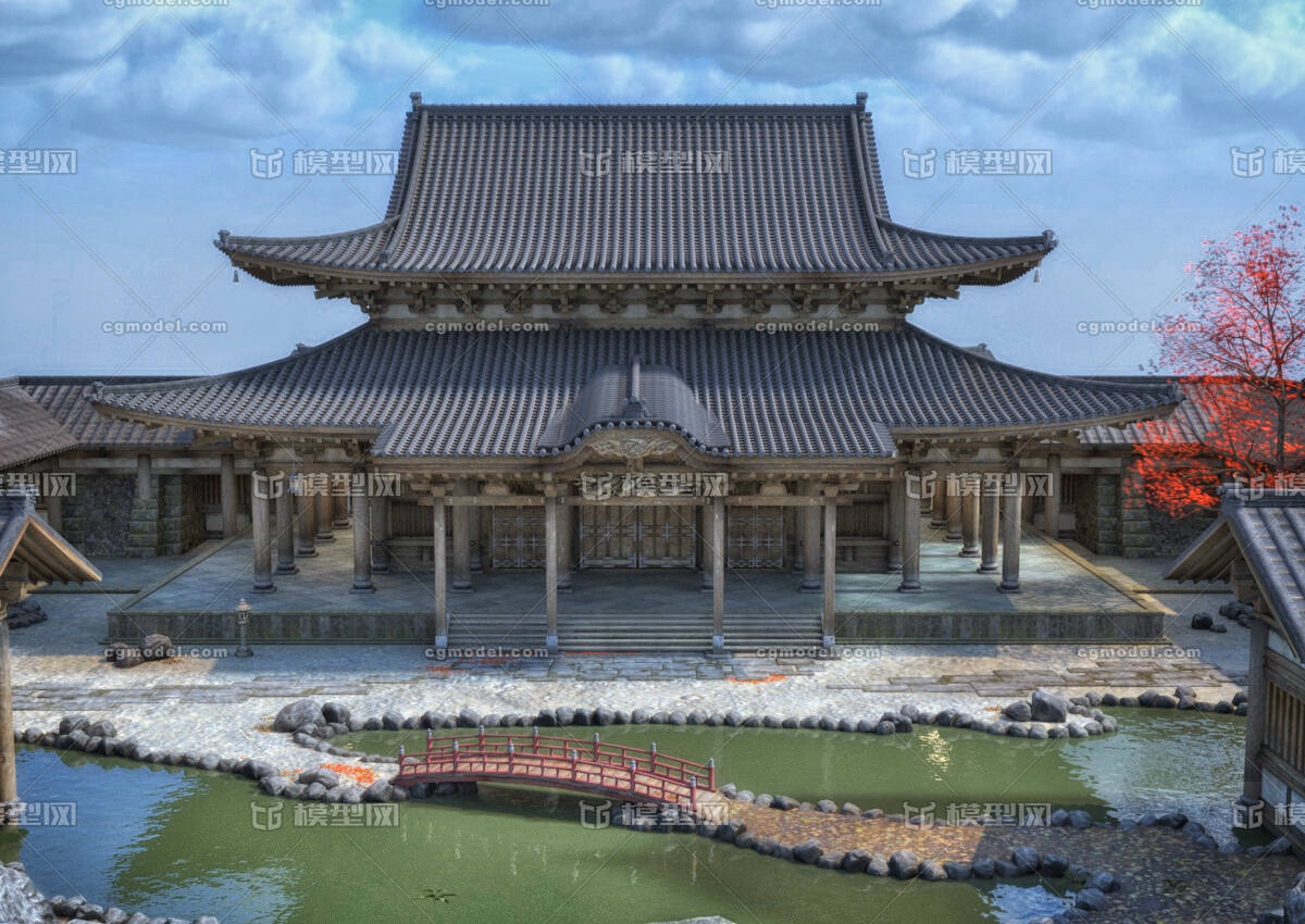 日本寺庙 日式景观 日式园林 园林景观 日式风格 日式庙宇 完整场景