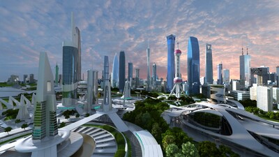 未来城市,未来科技,北京,香港,上海,广州,深圳,中国一线城市高楼建筑