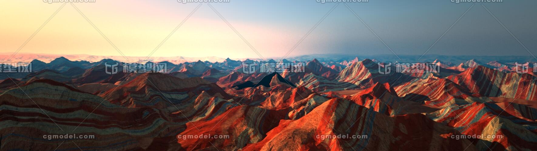 丹霞地形 写实 丹霞 山 群山