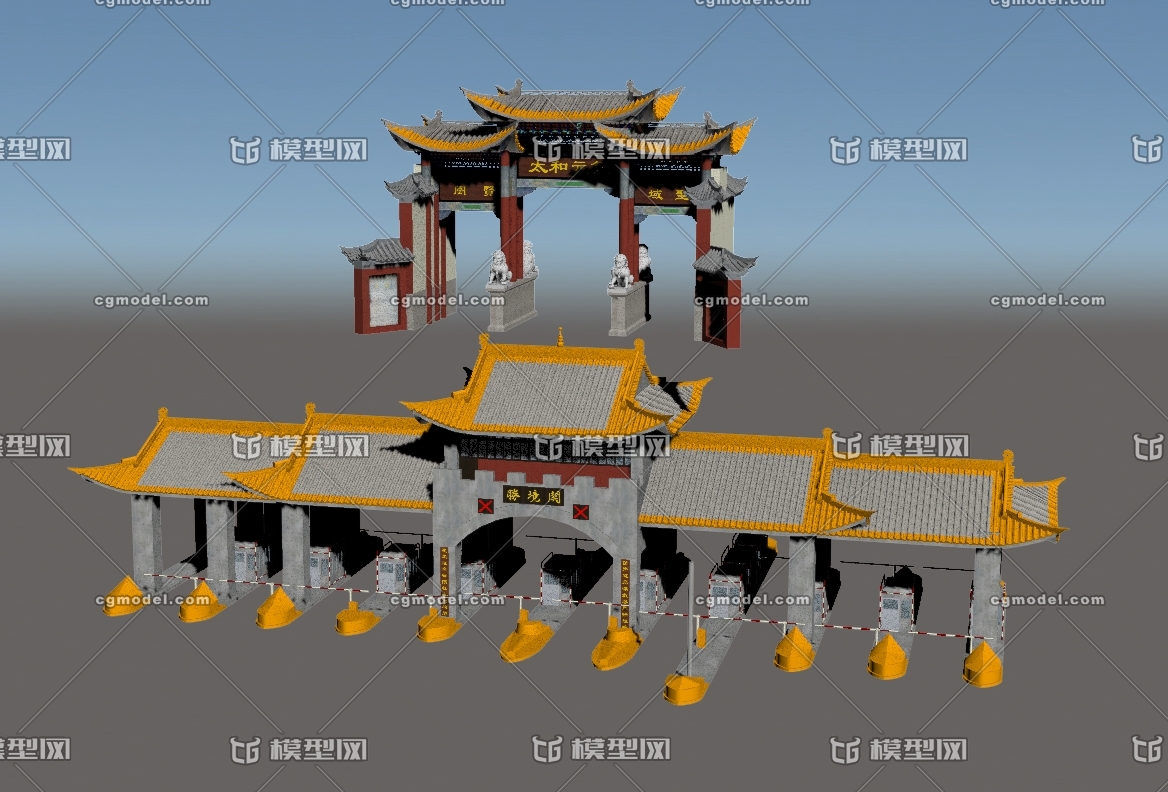 仿古建筑收费站古代建筑文庙门楼