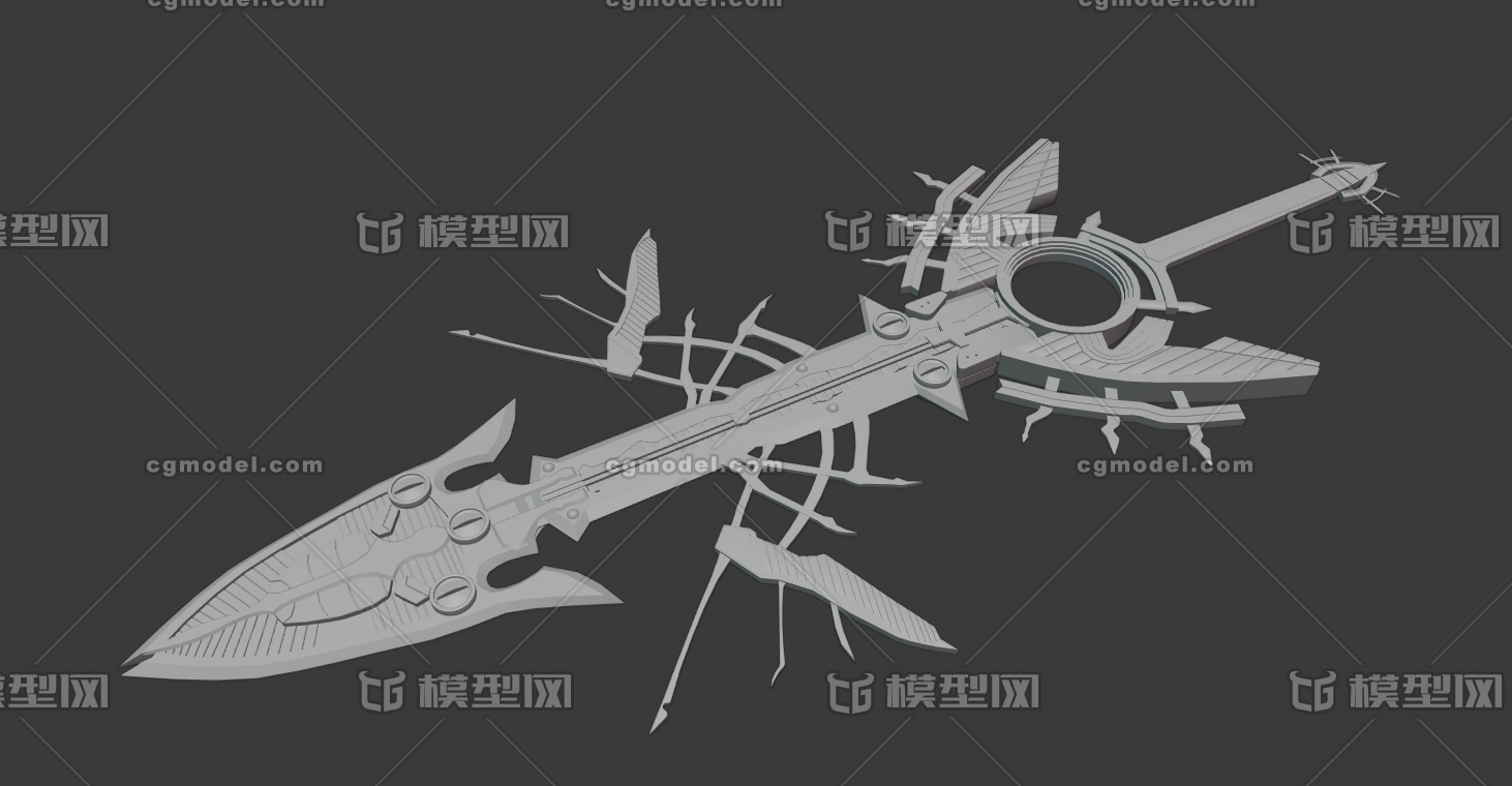 大剑白模无uv-冷兵器-武器-a3086435563-cg模型网