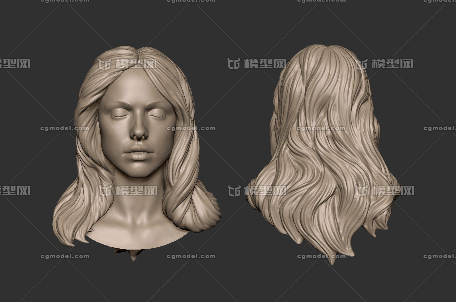412 头发 发型 美女 少女 女性 长发 卷发 披肩发 直发 现代 3d扫描