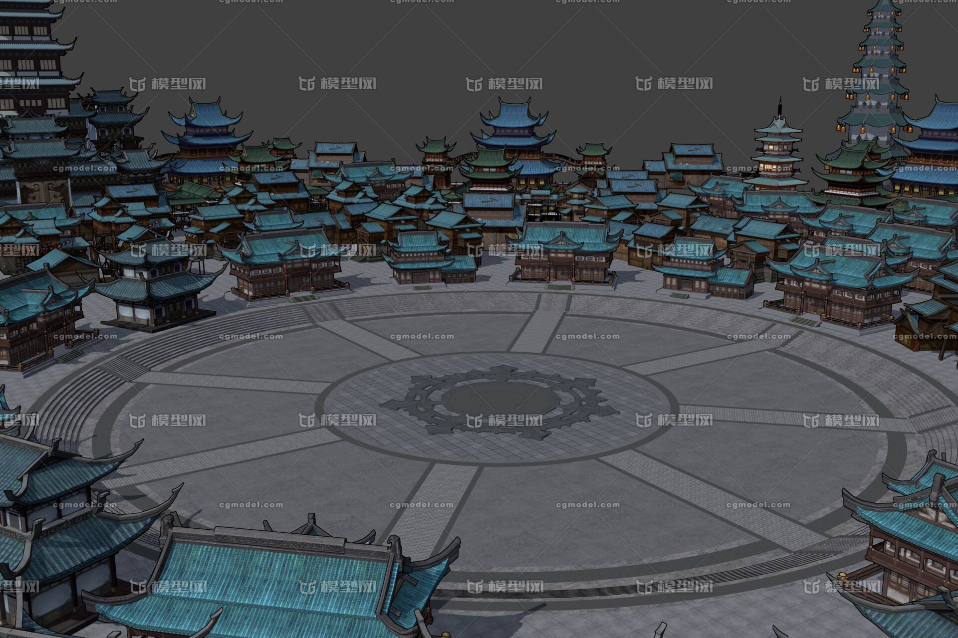 漫画场景 卡通场景 中式建筑 _luohaotj作品_场景古代场景_cg模型网