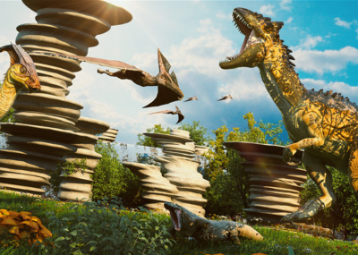 侏罗纪恐龙世界 霸王龙 剑龙 白垩纪 三叠纪 侏罗纪公园 恐龙场景