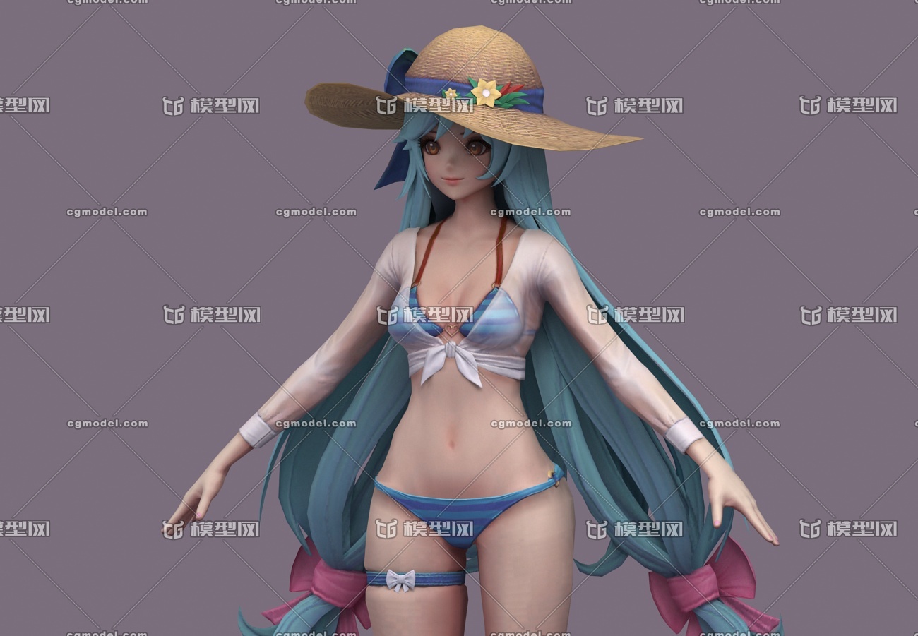 次世代 沙滩美少女 pbr可爱泳装女孩 比基尼少女 bikini