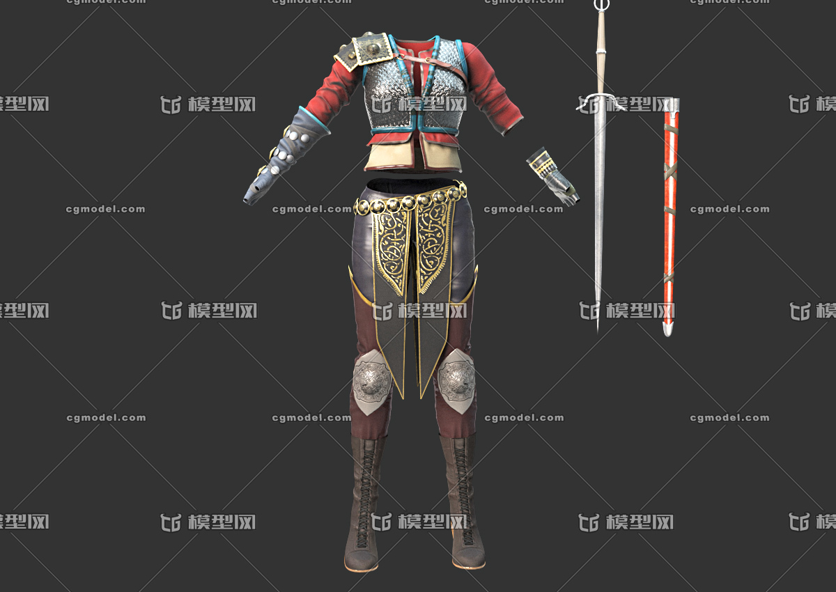 pbr次世代 女战士盔甲 女性铠甲 轻甲 女盗贼 女刺客 古代盔甲 护甲