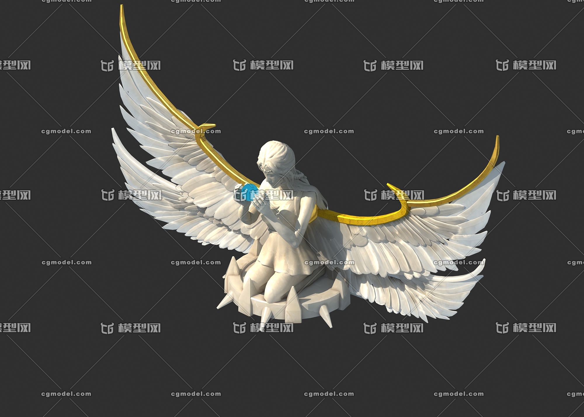 天使翅膀,翅膀雕像,女神带翅膀的雕像,天使之翼,高精度精细的翅膀雕像
