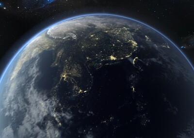 写实地球夜景陨石带场景,地球,夜景地球,陨石带,小行星,宇宙,太空