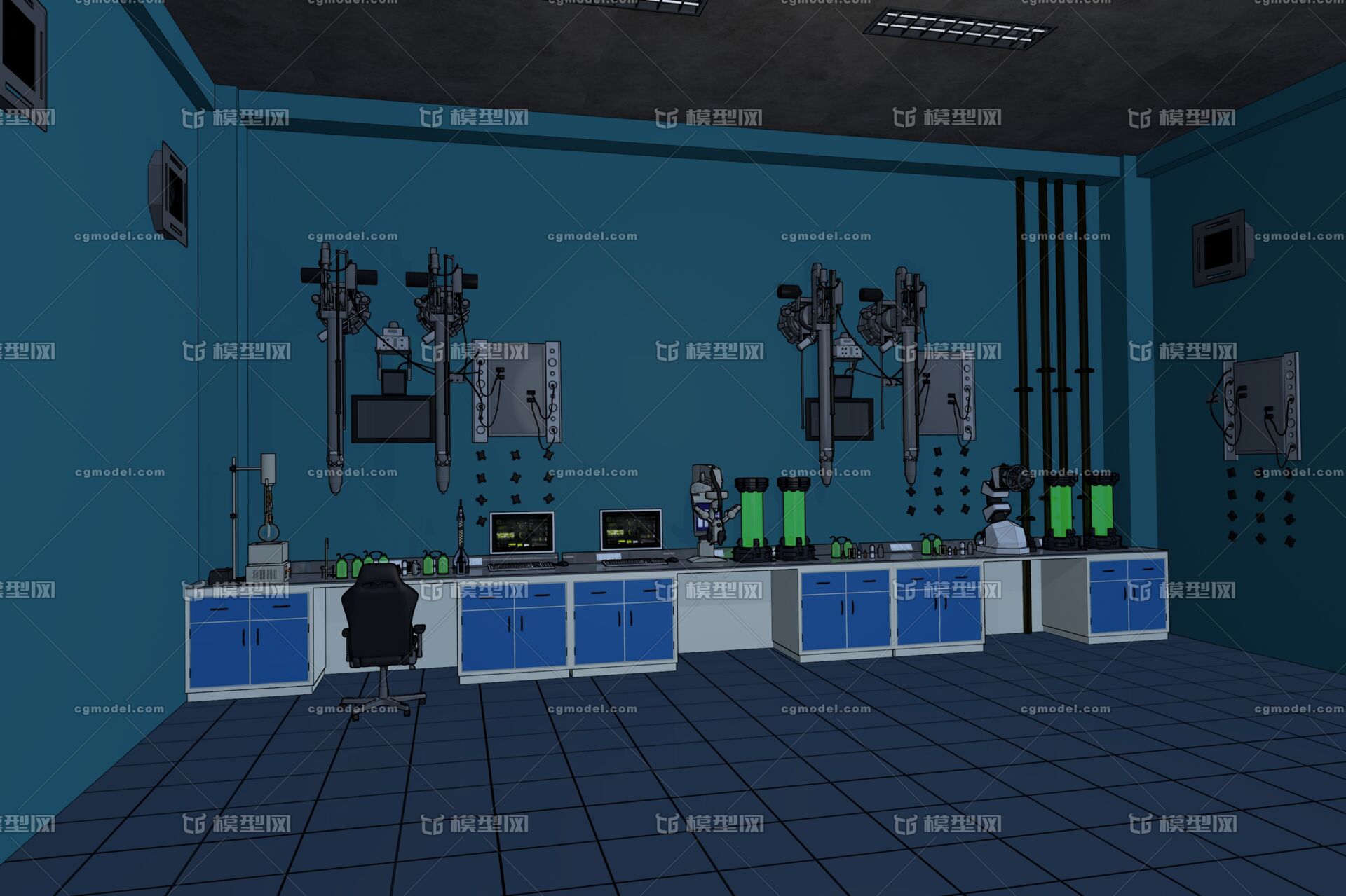 建筑内景 游戏场景 漫画场景 实验室 生化武器 未来实验室 科学仪器